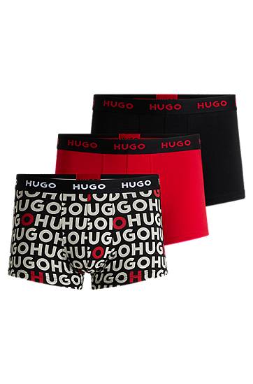 Boxare BOSS HUGO Men's 3-Pack Stretch Cotton Trunks with Logo Waistbands Flerfärgad | 50532550