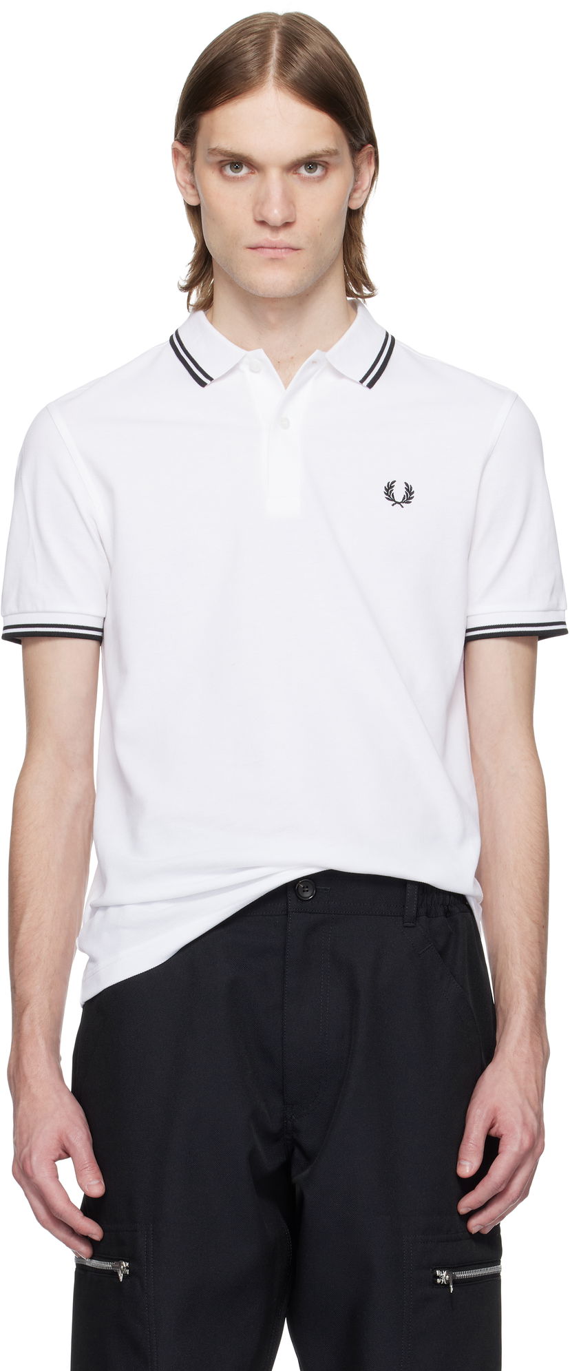 Polotröja Comme des Garçons Comme des Garçons Shirt Fred Perry Edition 'Strong Will' Polo Vit | FO-T502-051