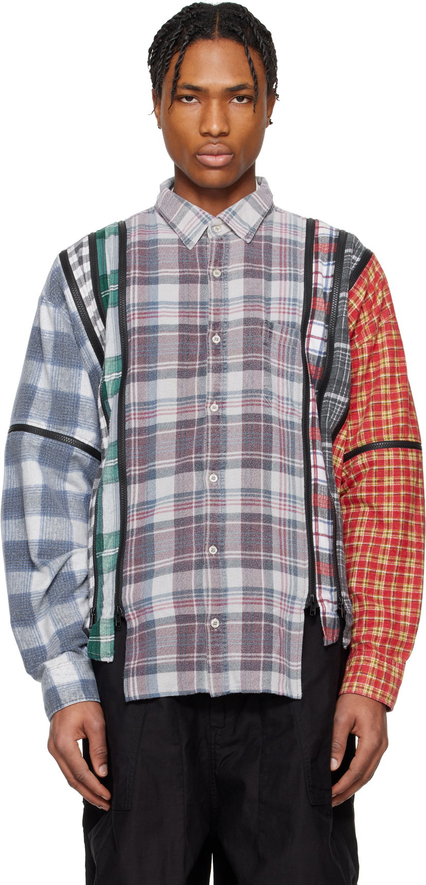 Skjorta Needles NEEDLES 7 Cuts Zipped Flannel Shirt Flerfärgad | QV394