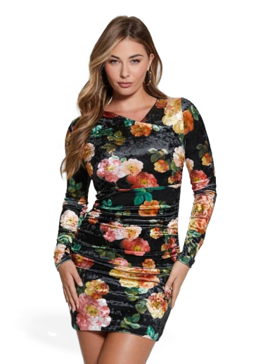 Klä GUESS Bodycon Velvet Mini Dress Flerfärgad | W4RK64KBZO2