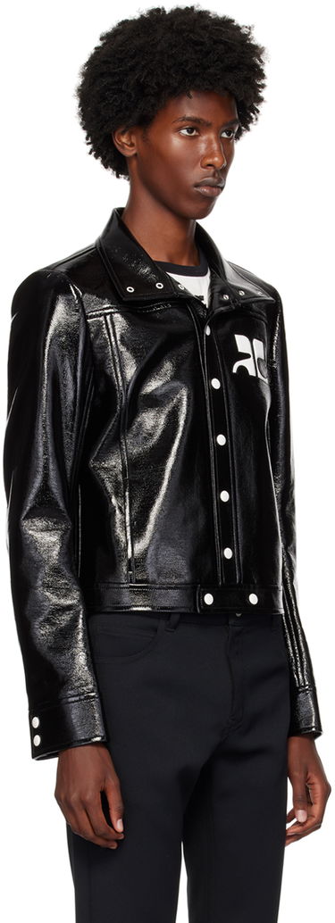 Jacka Courrèges Vinyl Cropped Jacket Svart | PERCBL017VY0014, 1