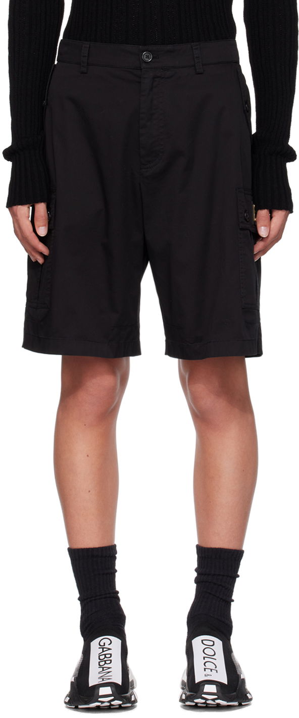 Shorts Dolce & Gabbana Black Plate Shorts Svart | GV5IHTFUFJR