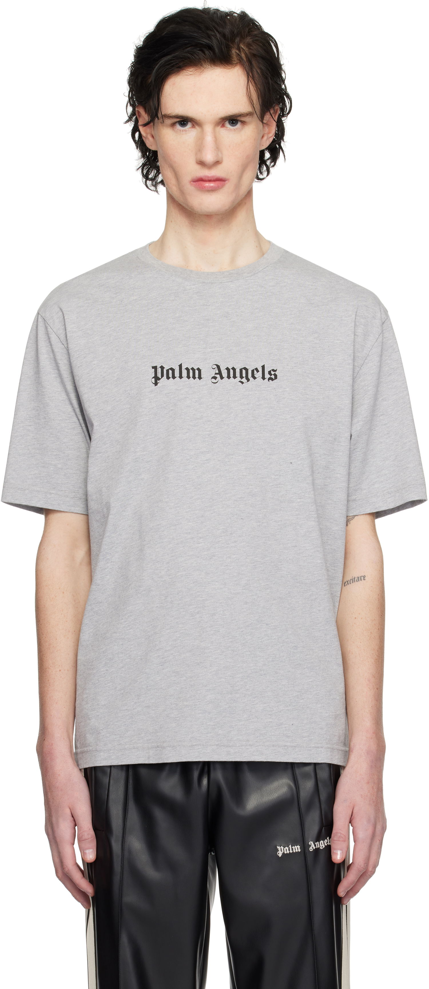 T-shirt Palm Angels Slim Fit T-Shirt Grå | PMAA089C99JER0030810, 0