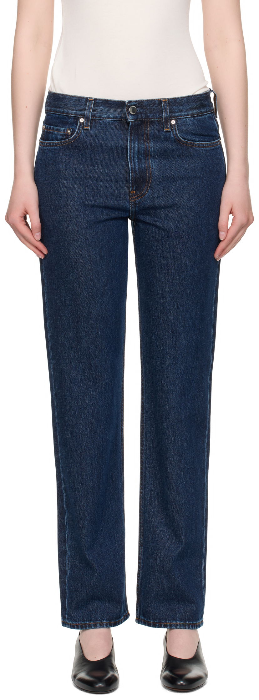 Jeans TOTEME TOTEME Low Straight Jeans Blå | 252-WRB0270-FB0045