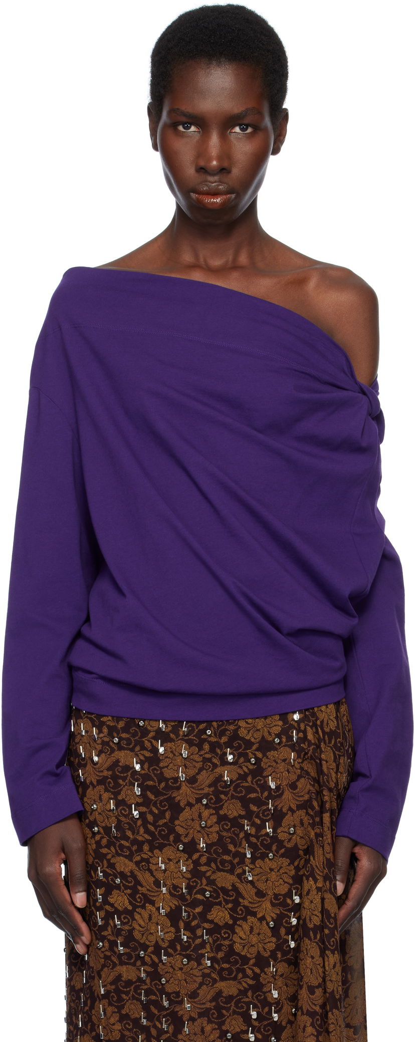 Sweater Dries Van Noten Dries Van Noten Off-Shoulder Top Purpur | 251-011142-1603