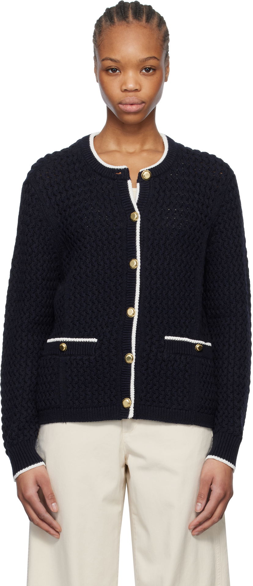 Sweater rag & bone Rag & Bone Daria Knit Cardigan Mörkblå | WAS24P045SD45