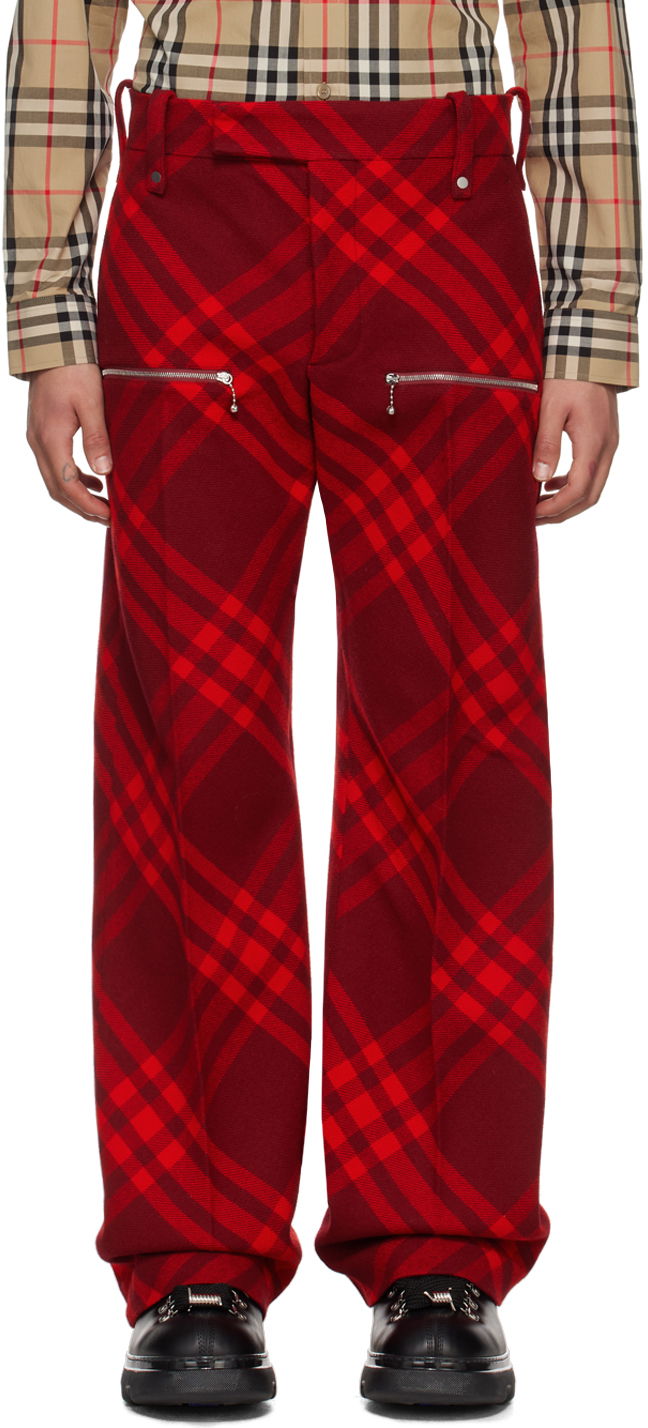 Byxor Burberry Check Trousers Röd | 8079154