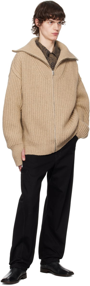 Sweater LEMAIRE LEMAIRE Trucker Collar Knit Cardigan Beige | TO1260 LK1029, 3