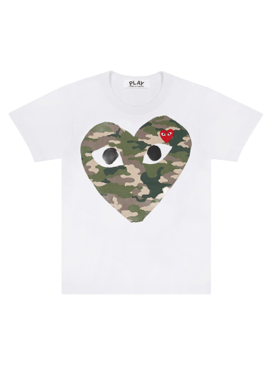 T-shirt Comme des Garçons PLAY Camouflage Heart T-Shirt Vit | AZ T242 051 1