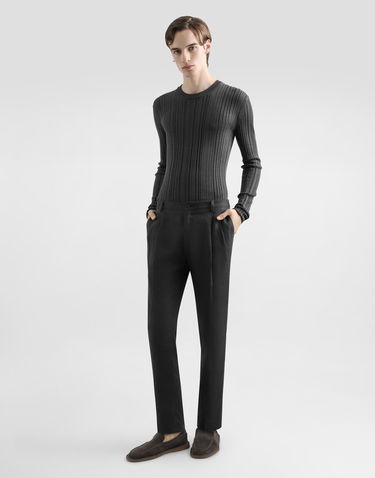 Byxor Dolce & Gabbana Dolce & Gabbana Washed Linen Canvas Cropped Trousers Grå | GV4EEZFU4MFN9833, 1