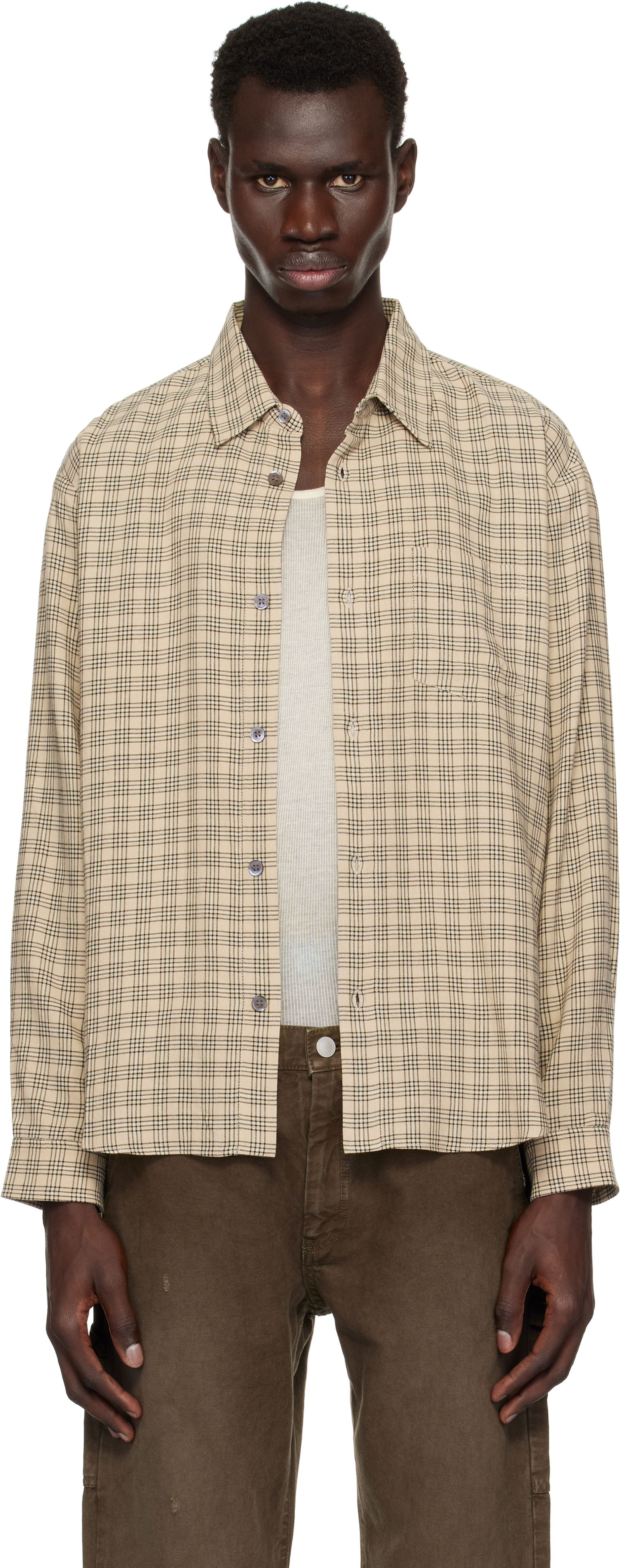 Skjorta John Elliott John Elliott Cloak Button Up Shirt Beige | E107F151128A, 0