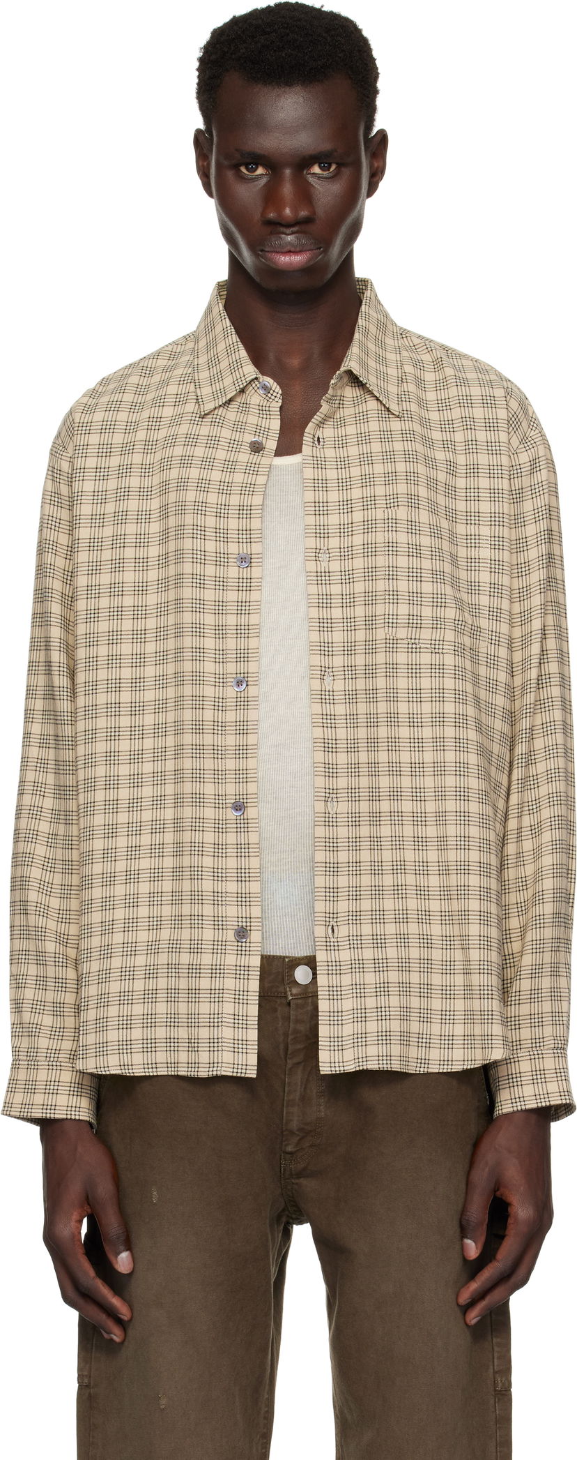 Skjorta John Elliott John Elliott Cloak Button Up Shirt Beige | E107F151128A