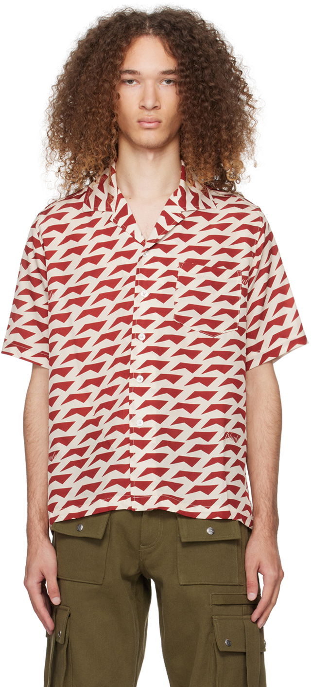 Skjorta Rhude Dolce Vita Shirt "Off-White & Burgundy" Beige | RHPS24SR07174307