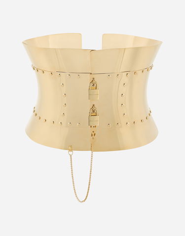 Bälten Dolce & Gabbana Rigid Wide Corset Belt With Padlocks Metallisk | WLP8S1W1111ZOO00, 0