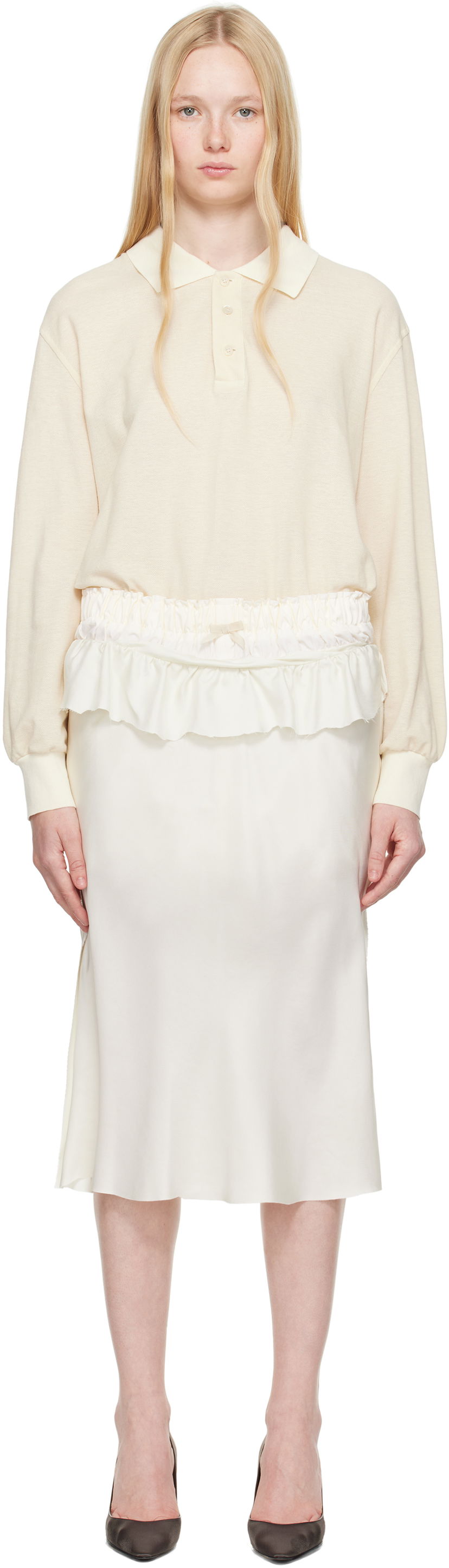 Kjol Maison Margiela Maison Margiela Paneled Midi Dress Vit | S51DD0037 MTJ030