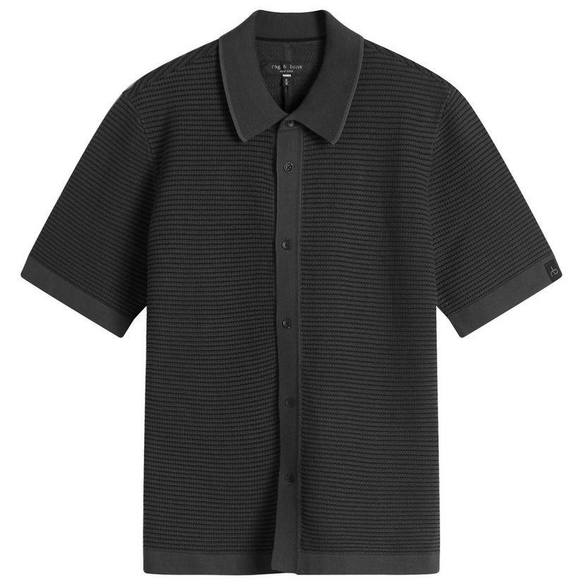 Skjorta rag & bone Rag & Bone Men's Harvey Jacquard Stripe Polo Shirt, Size Large Svart | MBS25S025BC25-WBK