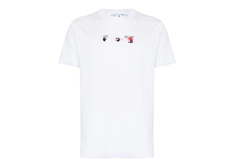 T-shirt Off-White Acrylic Arrow Logo Print T-Shirt White/Black/Fuchshia Vit | OMAA027F21JER0170132