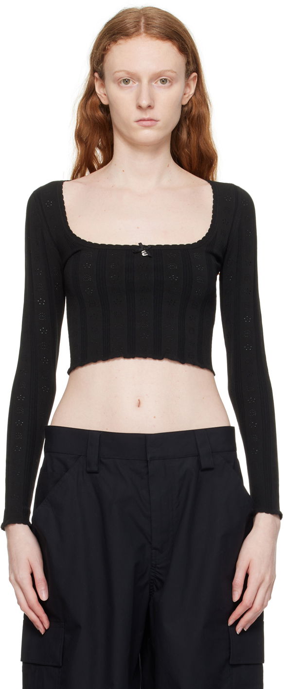 Sweater Alexander Wang Alexander Wang.t Hardware Long Sleeve Cropped Top Svart | 4KC3231021