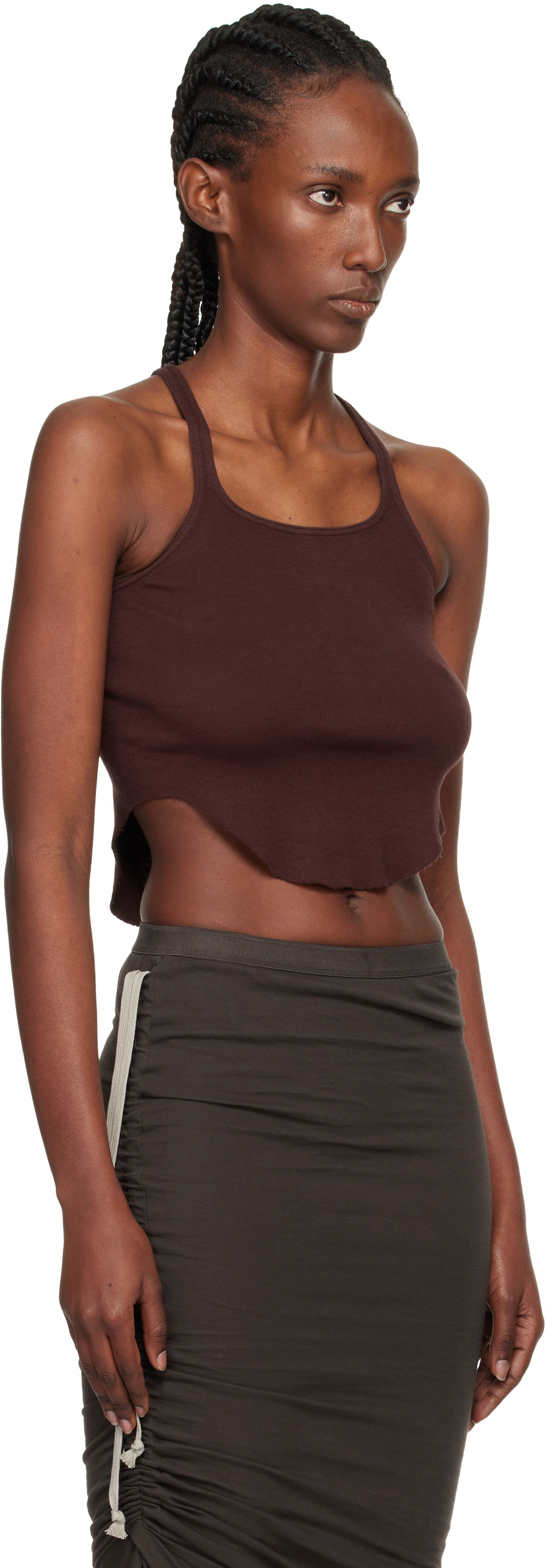 Linne Rick Owens DRKSHDW Concordians Basic Rib Tank Top Brun | DS02E7100 RN, 1