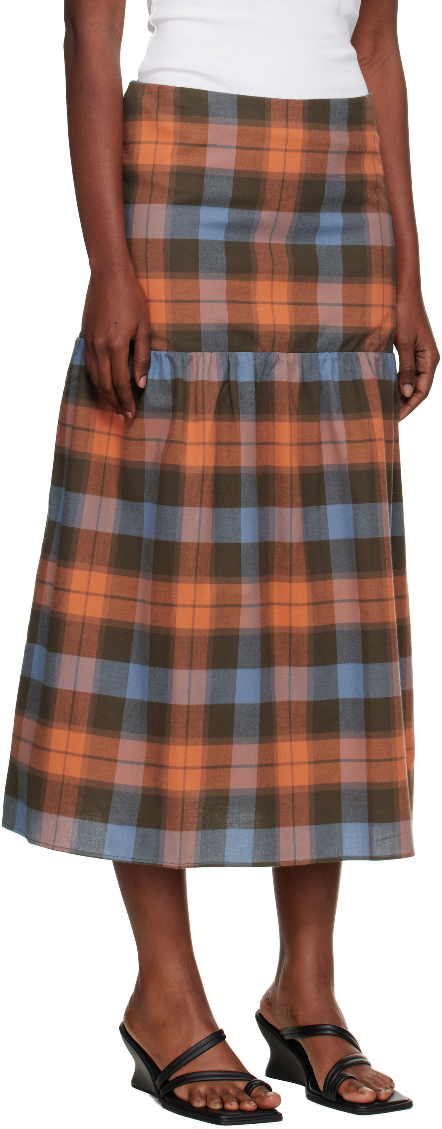 Kjol Baserange Baserange Garlin Plaid Maxi Skirt Flerfärgad | SSGA-OC-AU25, 1