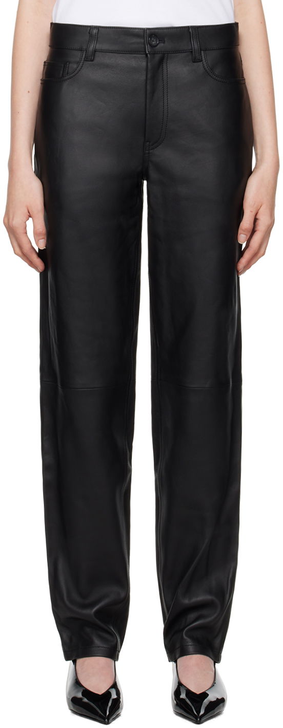 Byxor TOTEME TOTEME Five-Pocket Leather Pants Svart | 244-WRB0229-LE0083
