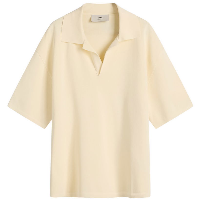 Polotröja AMI AMI Paris Men's Short Sleeve Polo Shirt, Size Large Beige | UPL164-KN0064-136
