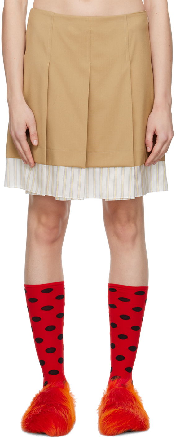 Kjol Marni Pleated Miniskirt Beige | GOMA0596Q0 TW839
