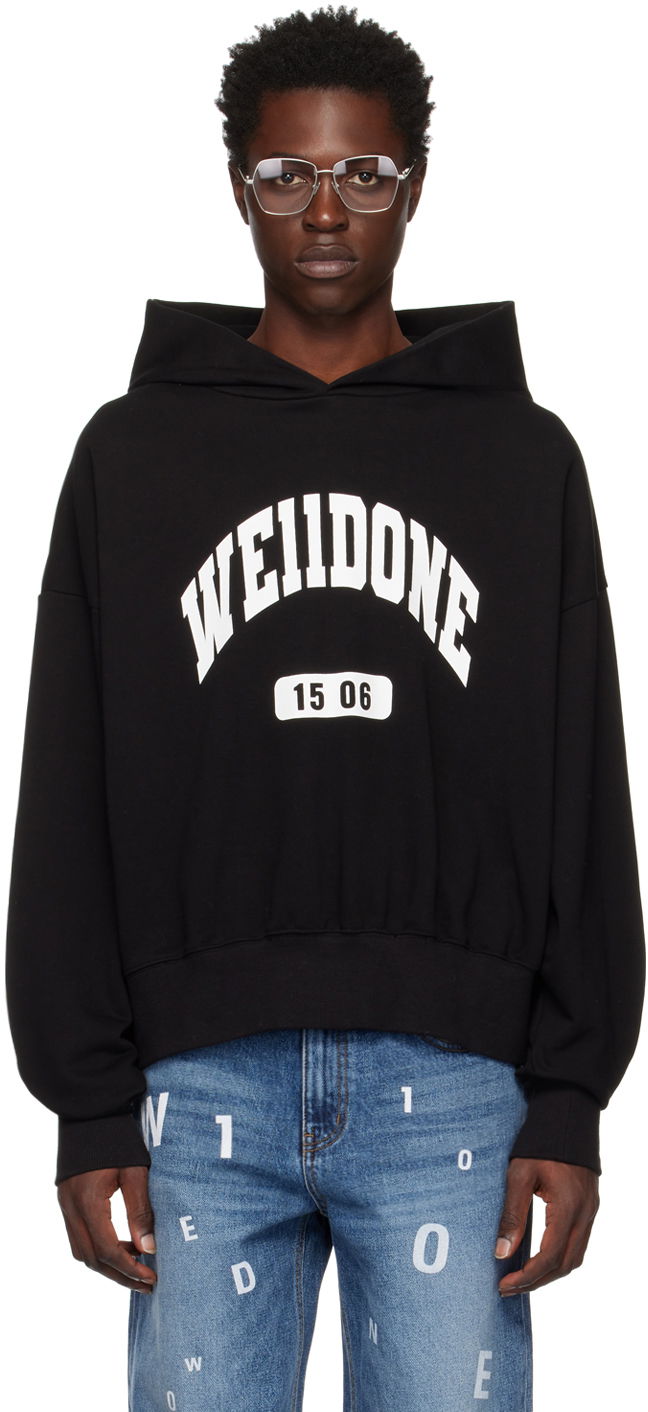 Sweatshirt We11done Printed Hoodie Svart | WD-TH3-22-807-U-BK