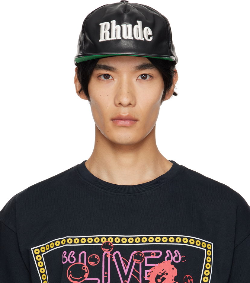 Keps Rhude Rhude Logo Leather Cap Svart | RHPF25HA01459