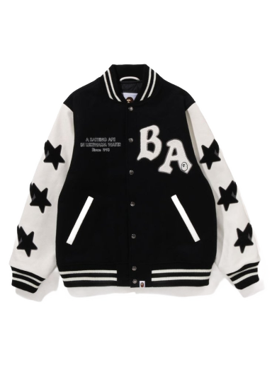 Jacka BAPE A Bathing Ape Relaxed Fit Varsity Jacket Svart | 1I80-141-001