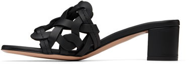 Sneakers och skor Gianvito Rossi Amalfi Woven Leather Heeled Sandals Svart | G10025-45RIC-CLN, 2
