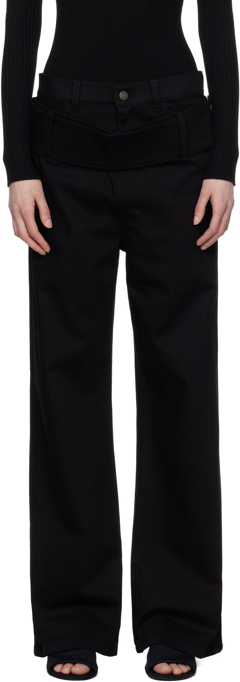 Byxor Courrèges Courrèges Double Belt Jeans Svart | 125DPA313DE0020