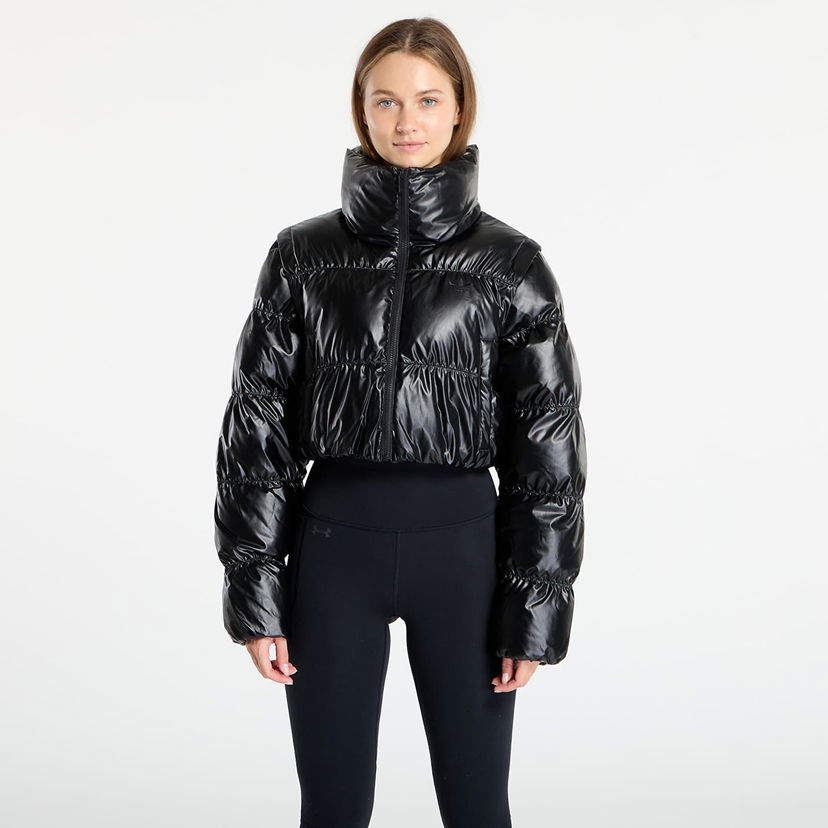 Pufferjacka adidas Originals Essentials Glossy Cropped Puffer Jacket Svart | JX2988