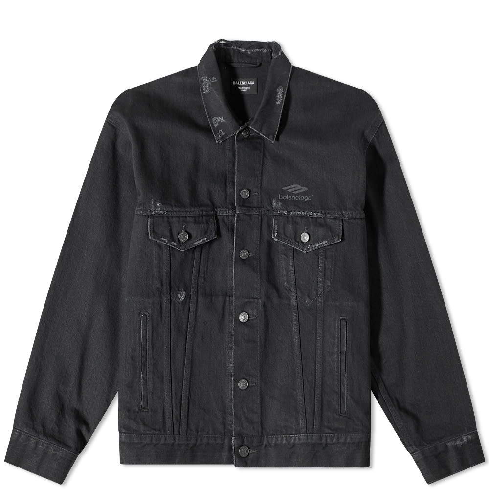 Jacka Balenciaga Back Logo Oversized Denim Jacket Svart | 704298-TBP47-1029, 0
