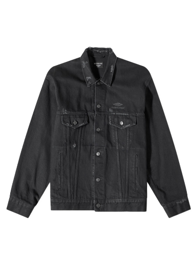 Jacka Balenciaga Back Logo Oversized Denim Jacket Svart | 704298-TBP47-1029