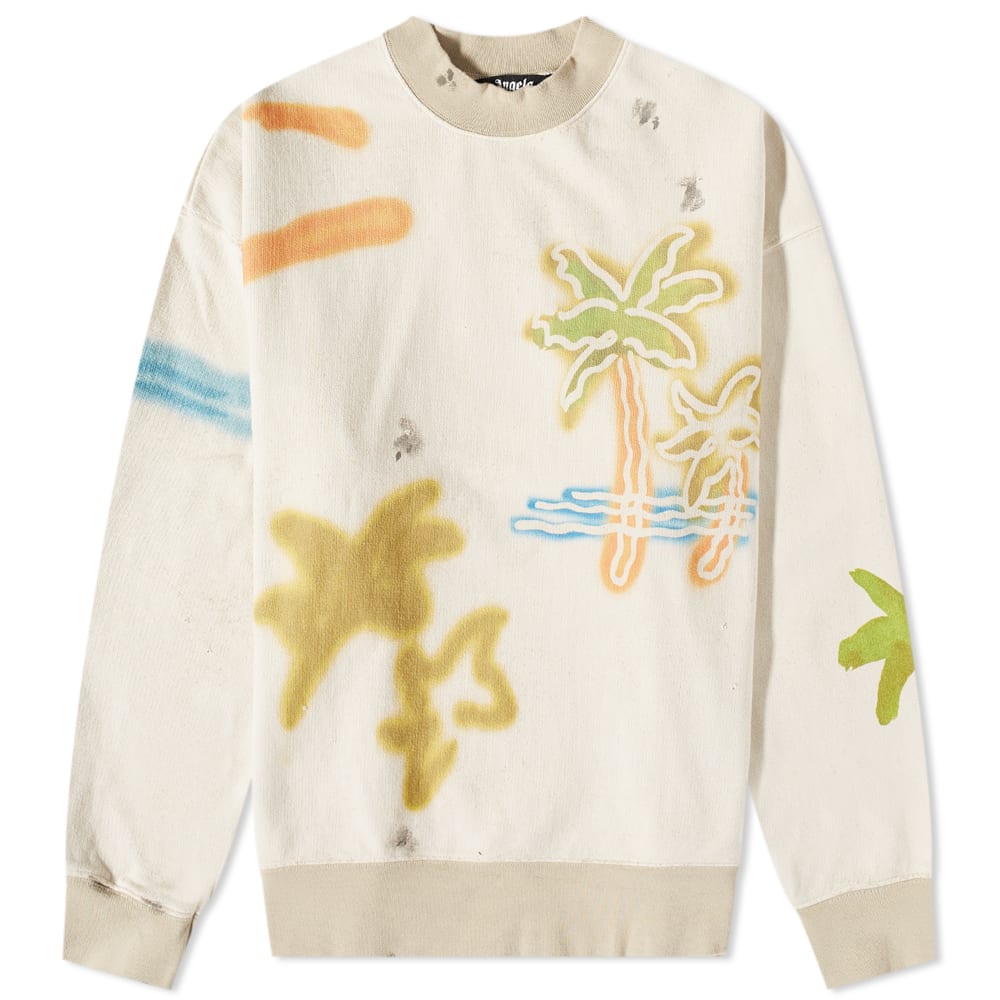Sweatshirt Palm Angels Neon Palm Crew Sweat Beige | PMBA065S23FLE0050384, 0