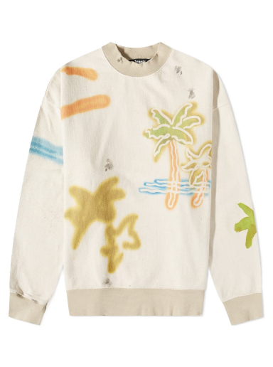 Sweatshirt Palm Angels Neon Palm Crew Sweat Beige | PMBA065S23FLE0050384