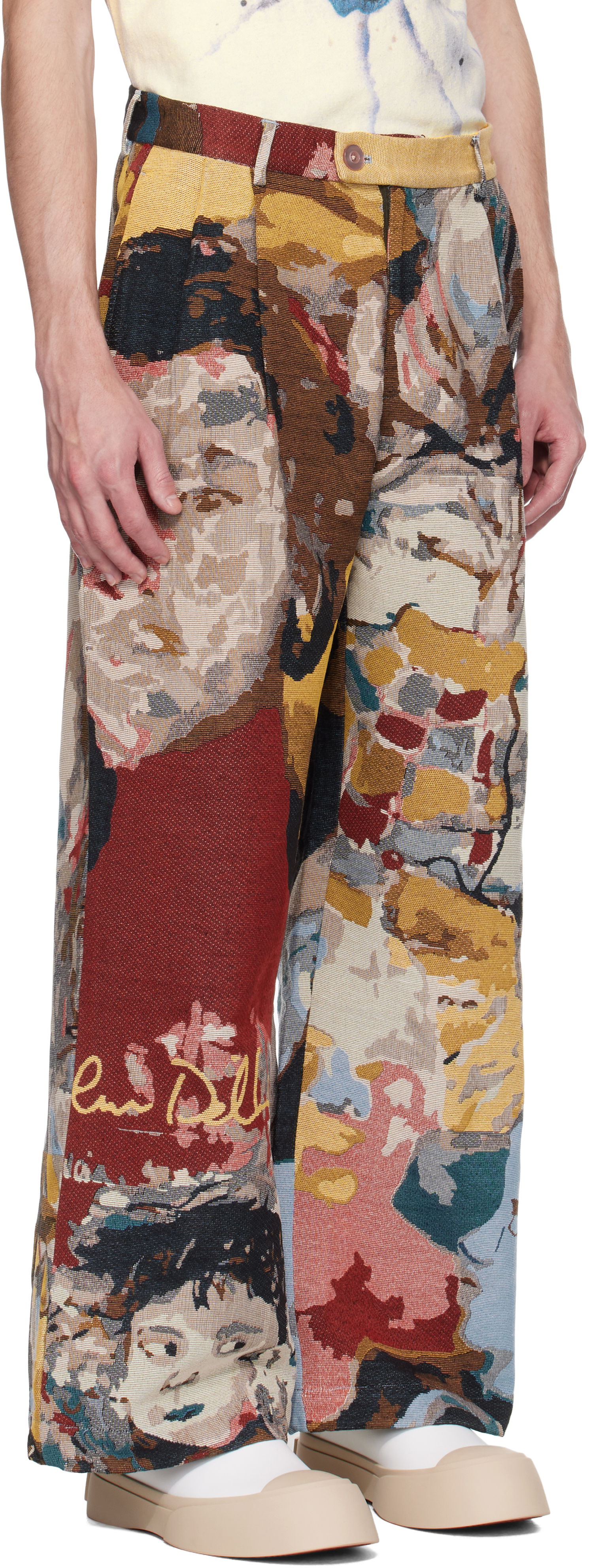 Byxor KidSuper KidSuper Jacquard Paintings Double Pleated Trousers Flerfärgad | SS25-PT-06, 1