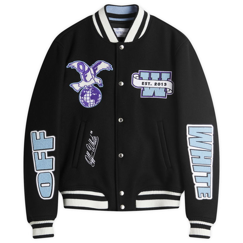 Bomberjacka Off-White Off-White Eagle Wool Varsity Jacket, Size Small Svart | OMEH053S25FAB0011049