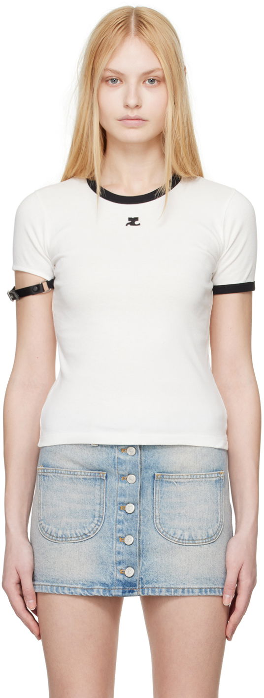 T-shirt Courrèges Courrèges Buckle T-Shirt Vit | 124JTS117JS0070