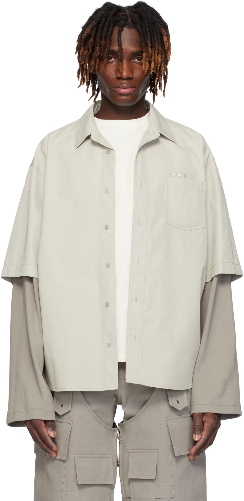 Skjorta We11done We11done Layered Shirt Grå | WD-SH0-25-162-M-GY