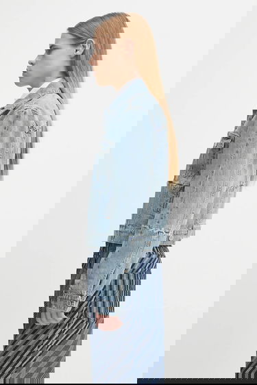 Jacka VETEMENTS VETEMENTS Cut-Up Fitted Denim Jacket Blå | UH76DJ660LB3, 1