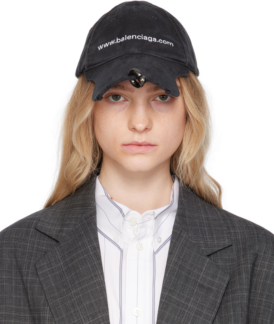 Keps Balenciaga 'Bal.com' Piercing Cap Svart | 750717 410B2, 0