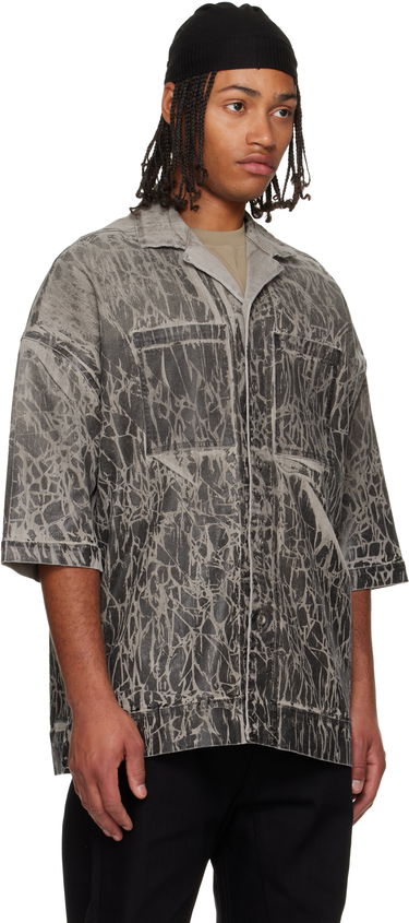 Skjorta Rick Owens DRKSHDW Concordians Magnum Tommy Short-Sleeve Patterned Denim Shirt Grå | DU02E7294 SDWF, 1