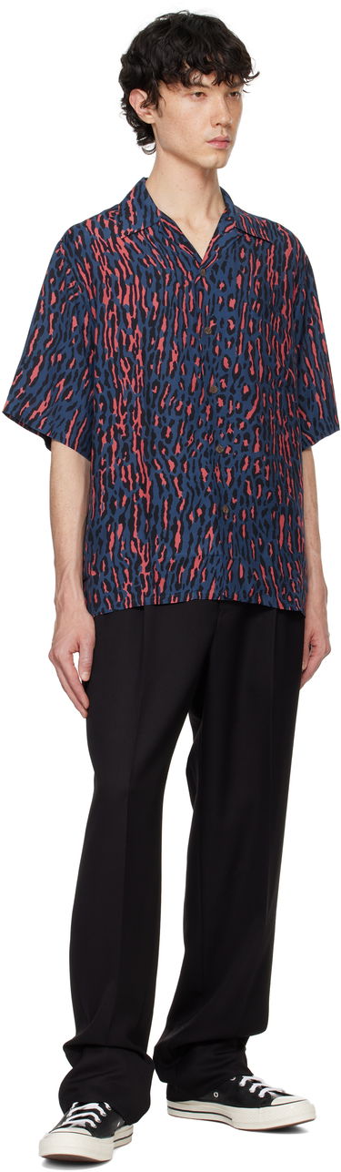 Skjorta WACKO MARIA WACKO MARIA Leopard Print Short Sleeve Shirt Blå | 24FWE-WMS-HI01, 3