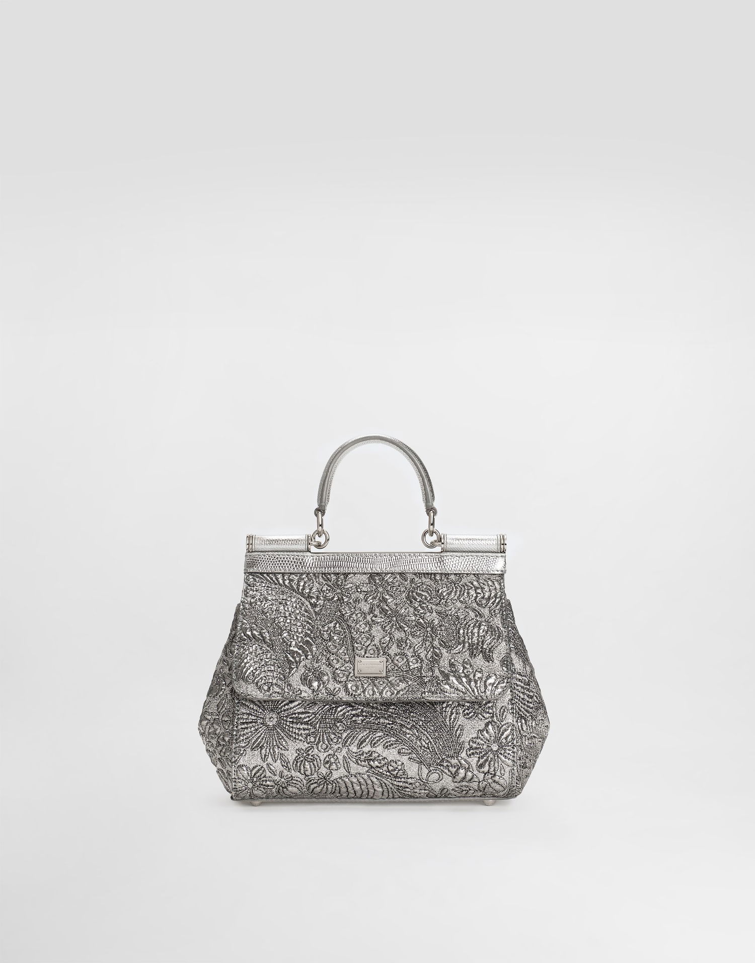 Handväska Dolce & Gabbana Dolce & Gabbana Medium Sicily Brocade Handbag Metallisk | BB6003BR81780998, 0