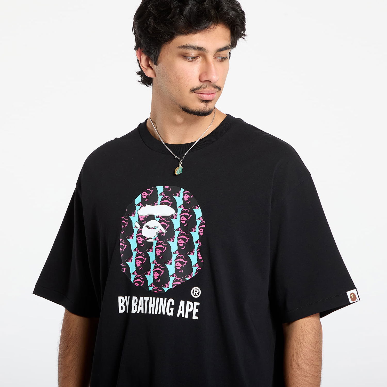 T-shirt BAPE Ape Head Pattern Relaxed Fit T-Shirt Svart | 001TEL801309MBLK, 1
