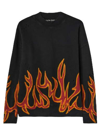 Sweater Palm Angels GD Graffiti Flames Crewneck Svart | PMBA065F22FLE0051025