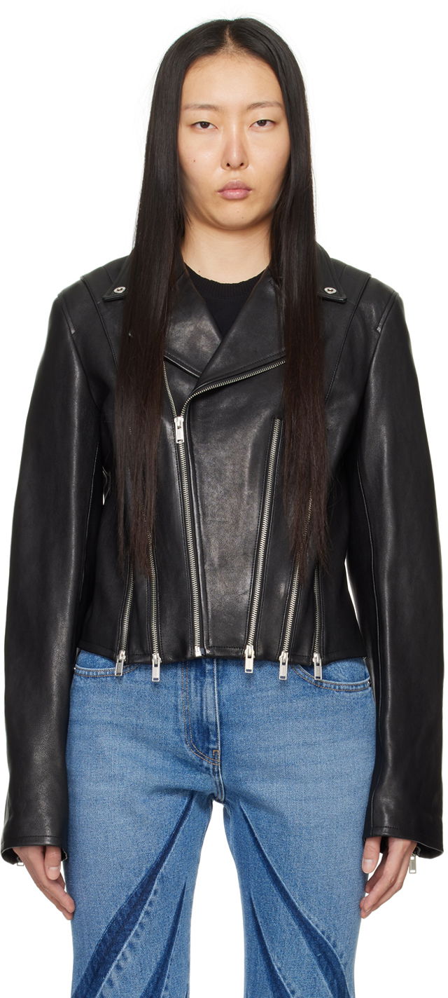 Jacka Dion Lee Cropped Leather Biker Jacket Svart | C4048P23