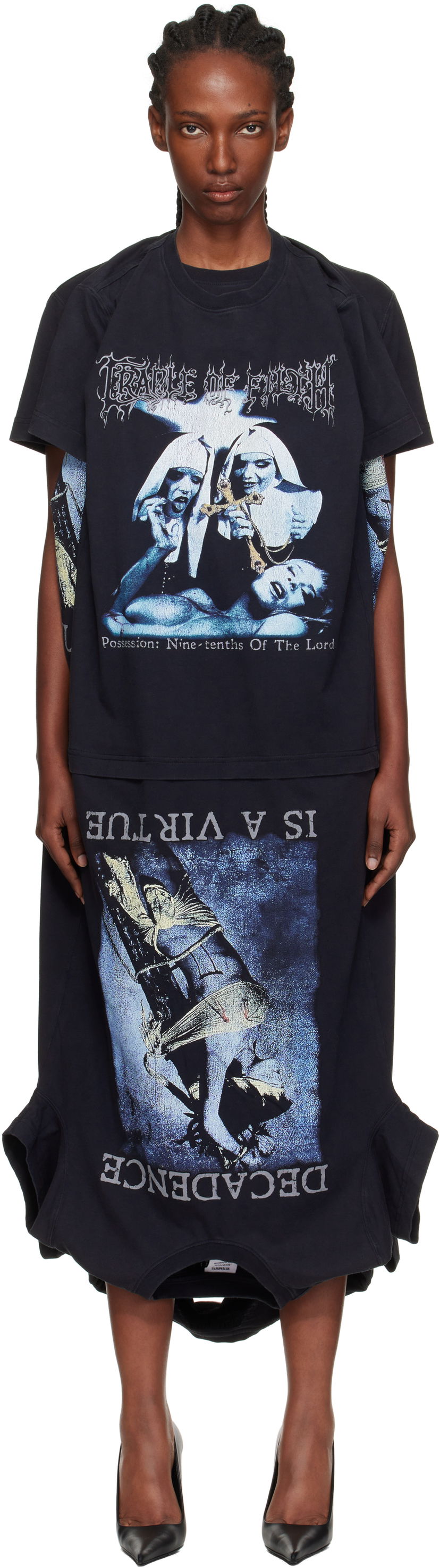 Klä VETEMENTS Vetements Cradle of Filth Multi T-Shirt Maxi Dress Svart | WCF76DR995B